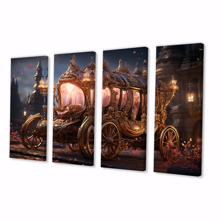 DesignArt Enchanted Princess Carriage II Old American Cart 4 Piece